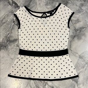 White House Black Market Cream Peplum Blouse Fitted Style